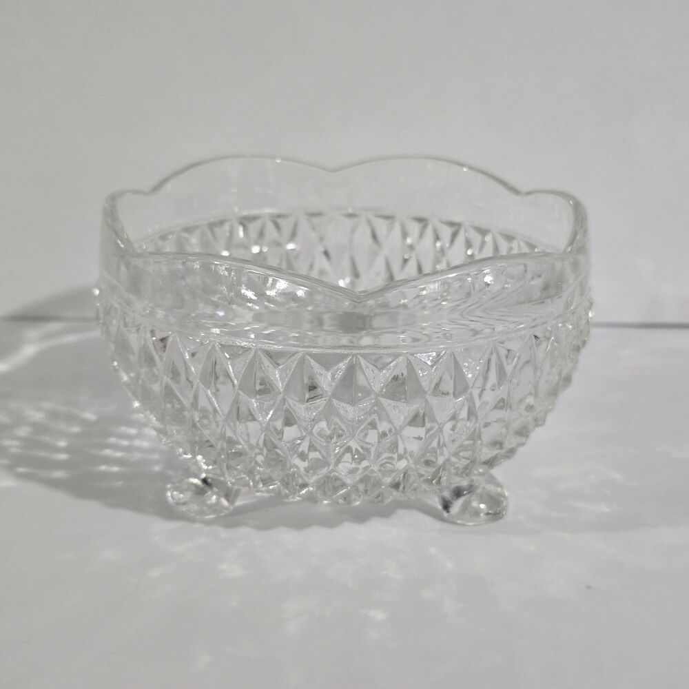 Vintage - Indiana Glass - Bowl - Diamond Point Clear Footed Candy Dish